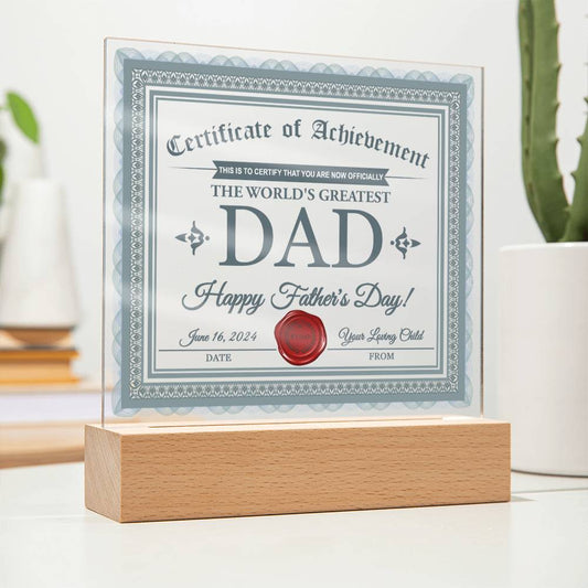 Dad - Certificate Of Achievement - Acrylic Square