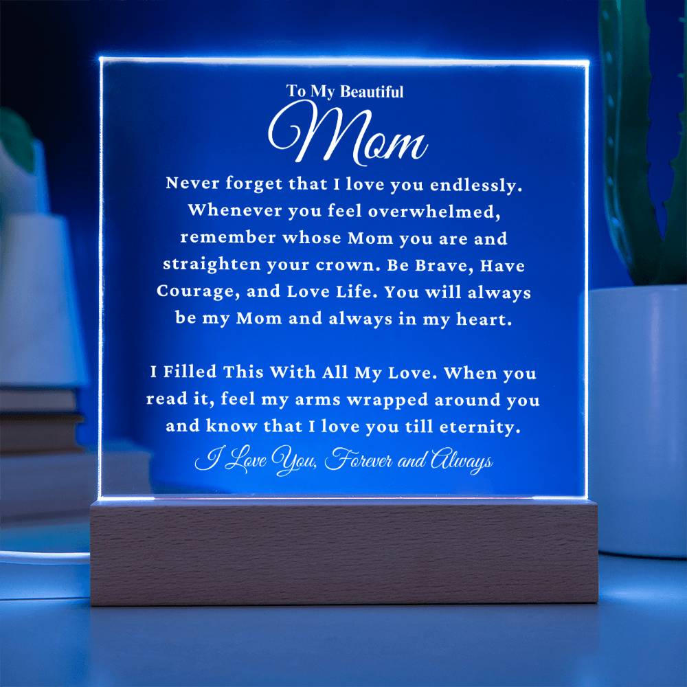 Mom Gift "Never Forget" Square Acrylic Plaque