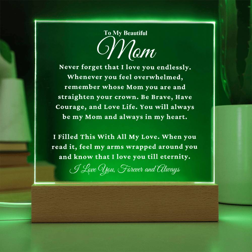 Mom Gift "Never Forget" Square Acrylic Plaque