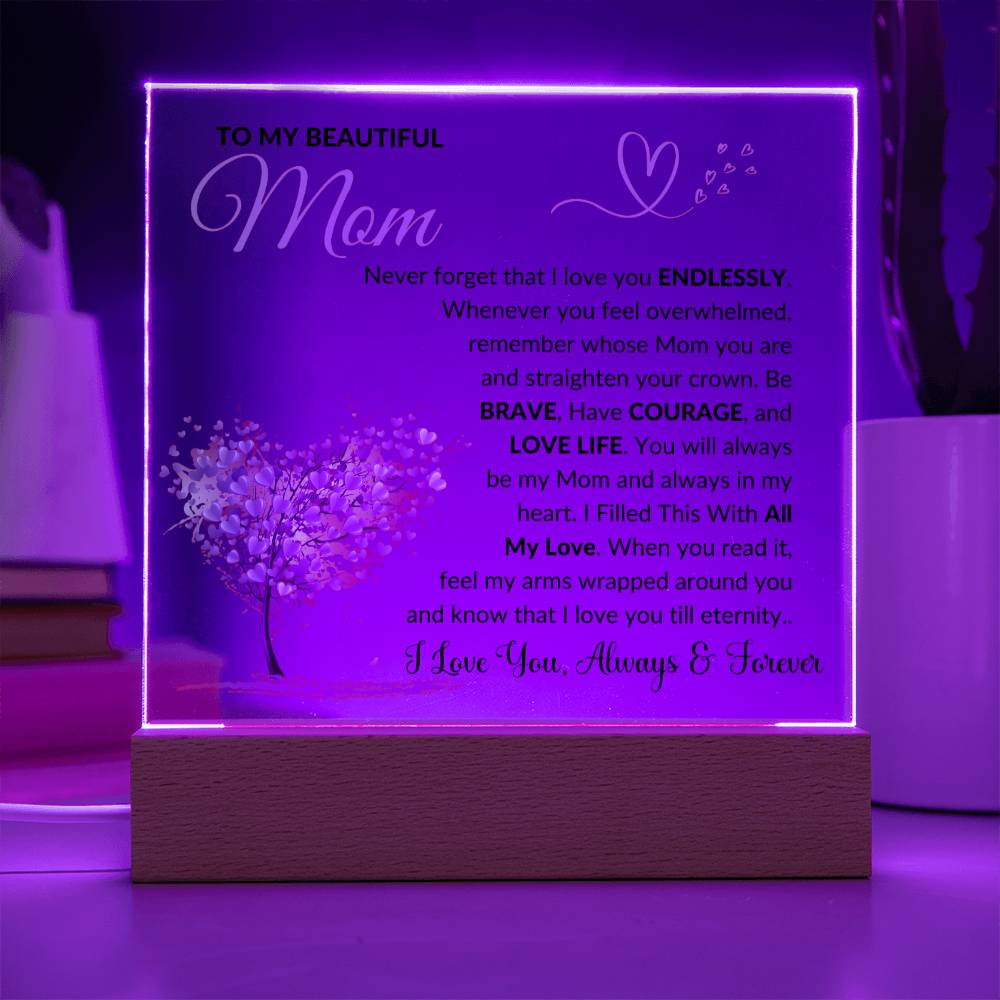 Mom Gift "Always In My Heart" Acrylic Plaque