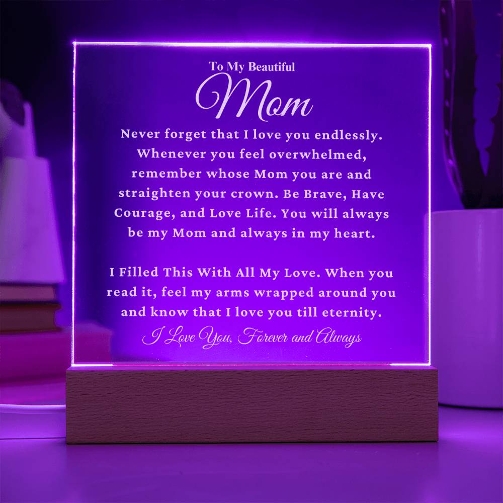 Mom Gift "Never Forget" Square Acrylic Plaque