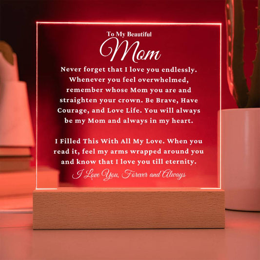 Mom Gift "Never Forget" Square Acrylic Plaque