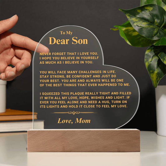 Son "I Believe In You" LED Heart Plaque - From Mom p22