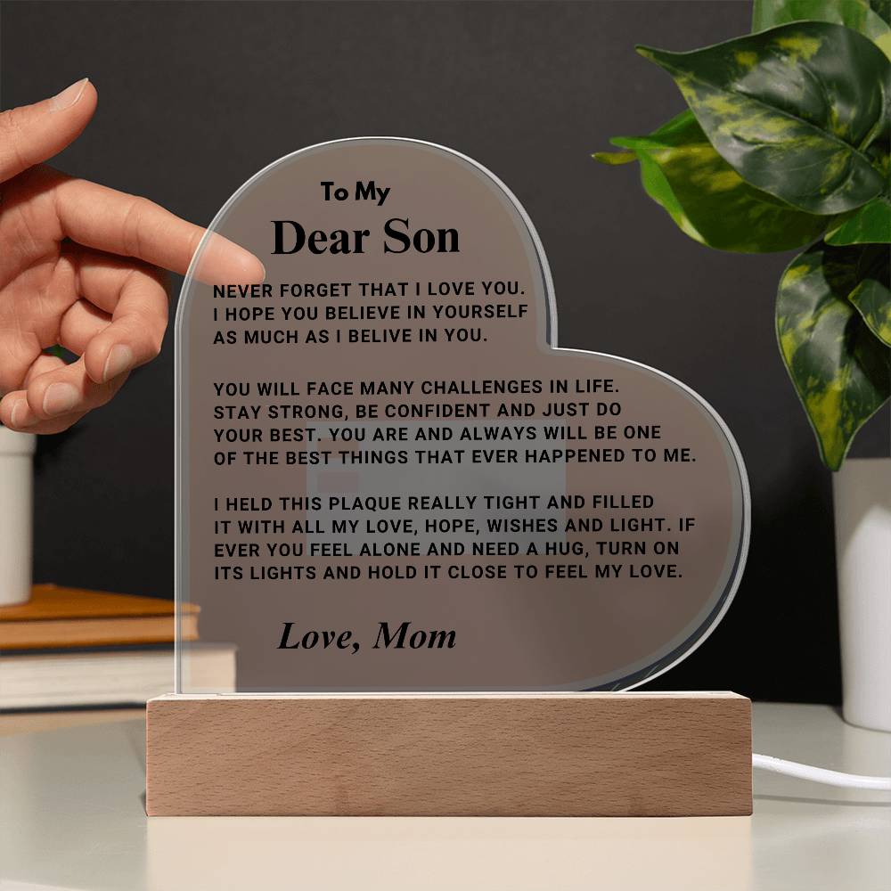 Son Gift "Best Thing" LED Heart Plaque - From Mom