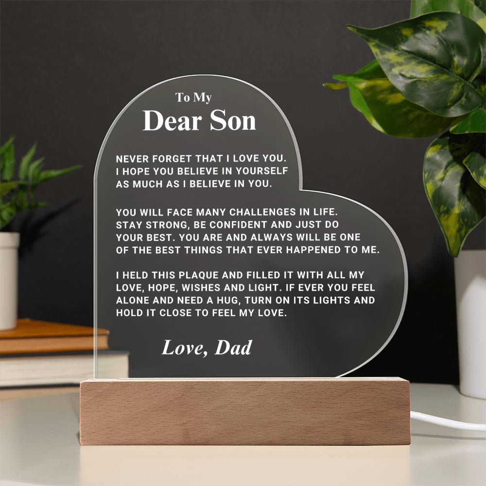 Son Gift "I Believe In You" LED Heart Plaque - From Dad