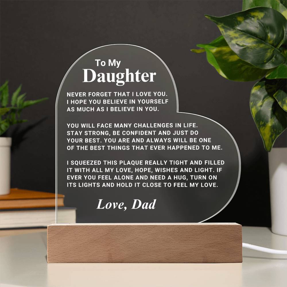 Daughter Gift "I Believe In You" LED Heart Plaque - From Dad