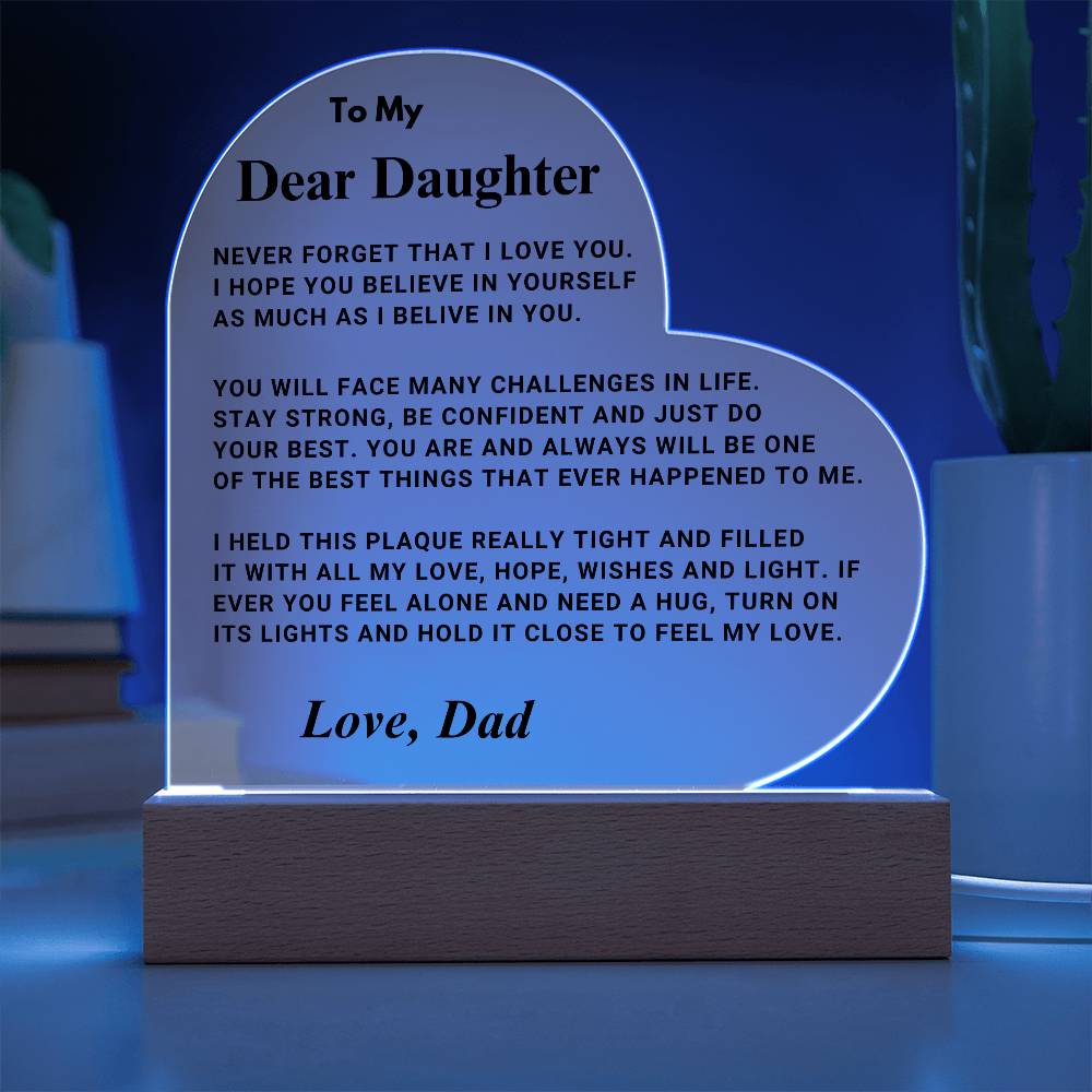 Daughter Gift "Best Thing" LED Heart Plaque - From Dad