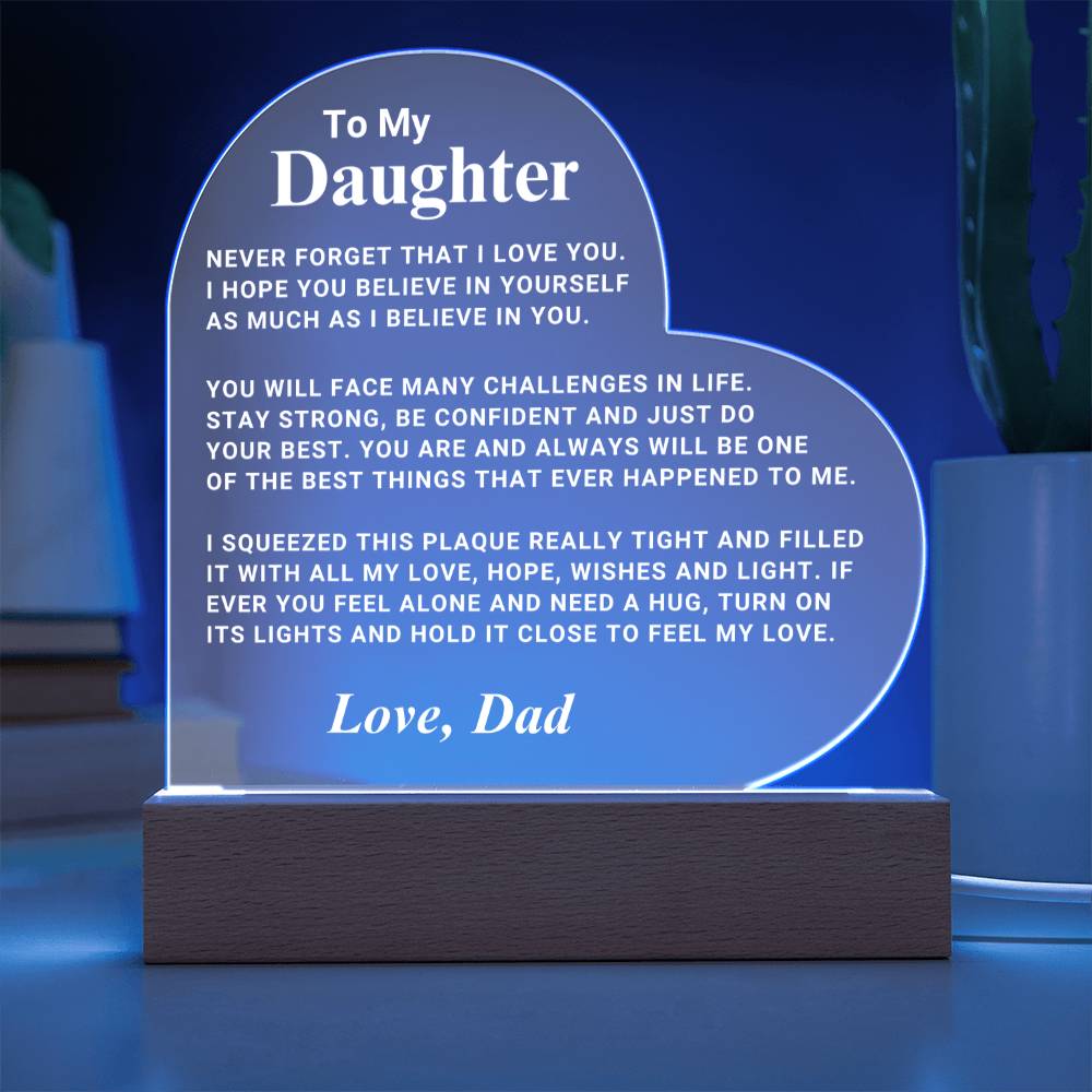 Daughter Gift "I Believe In You" LED Heart Plaque - From Dad