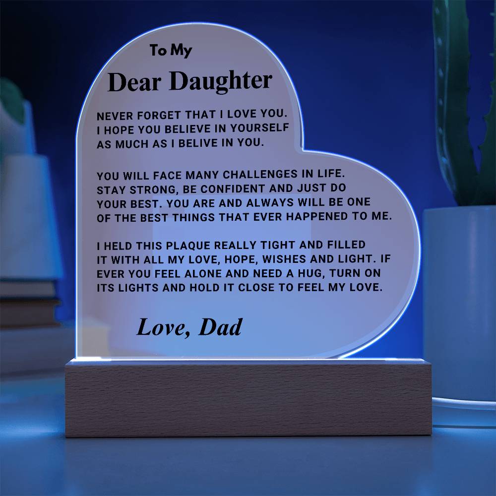 Daughter Gift "Best Thing" LED Heart Plaque - From Dad