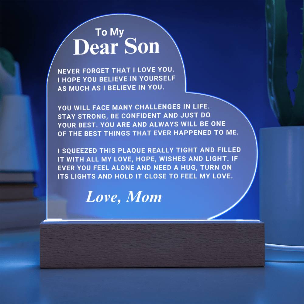 Son Gift "Best Thing" LED Heart Plaque - From Mom