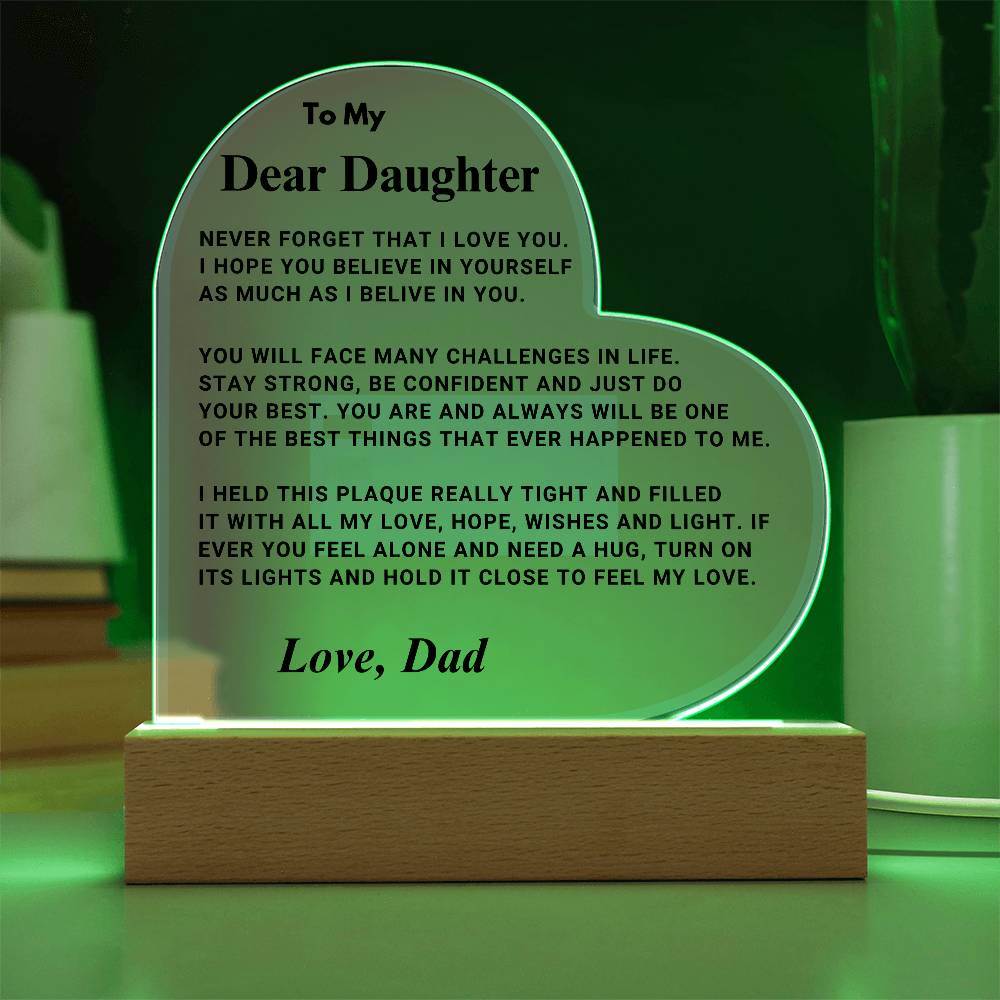 Daughter Gift "Best Thing" LED Heart Plaque - From Dad