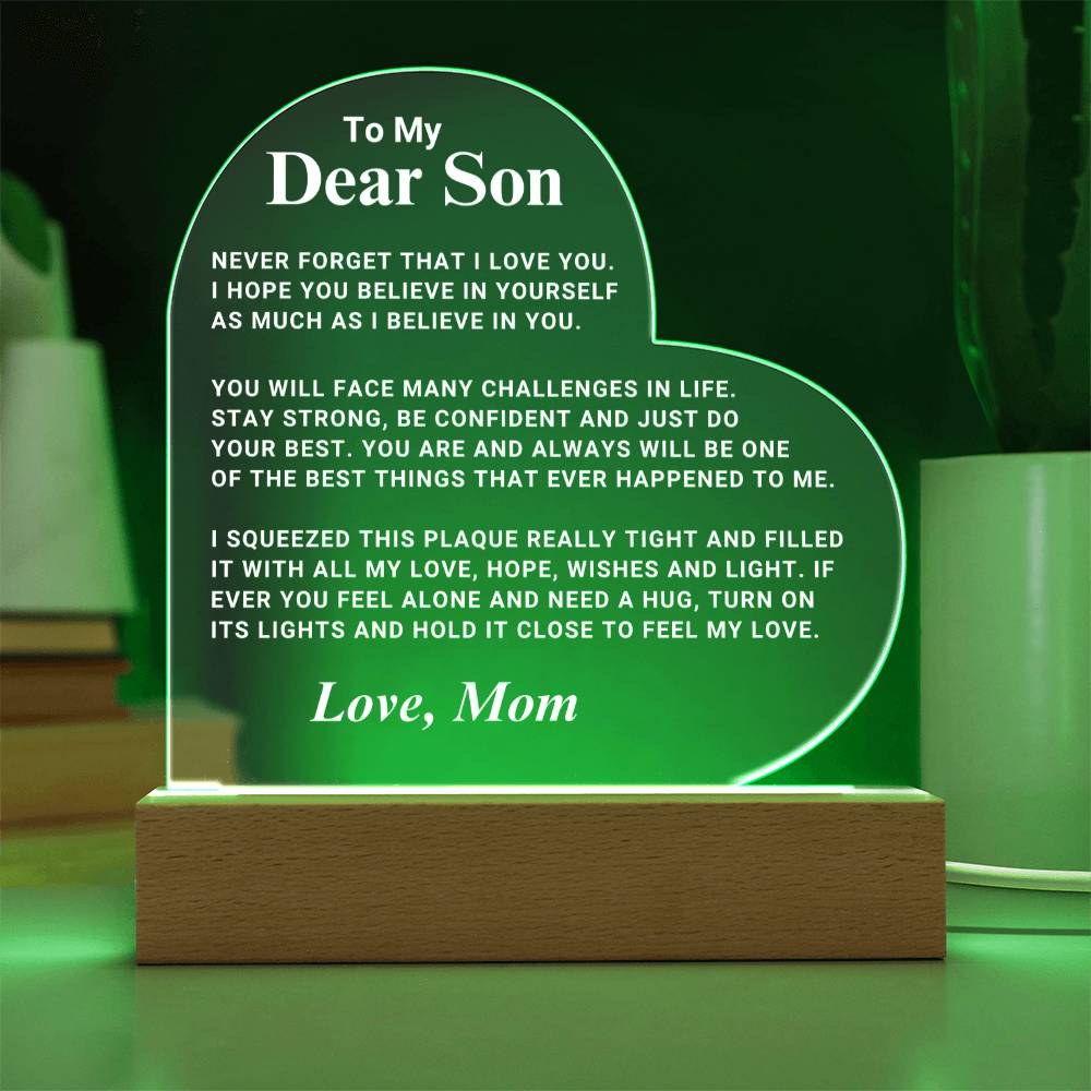 Son Gift "Best Thing" LED Heart Plaque - From Mom