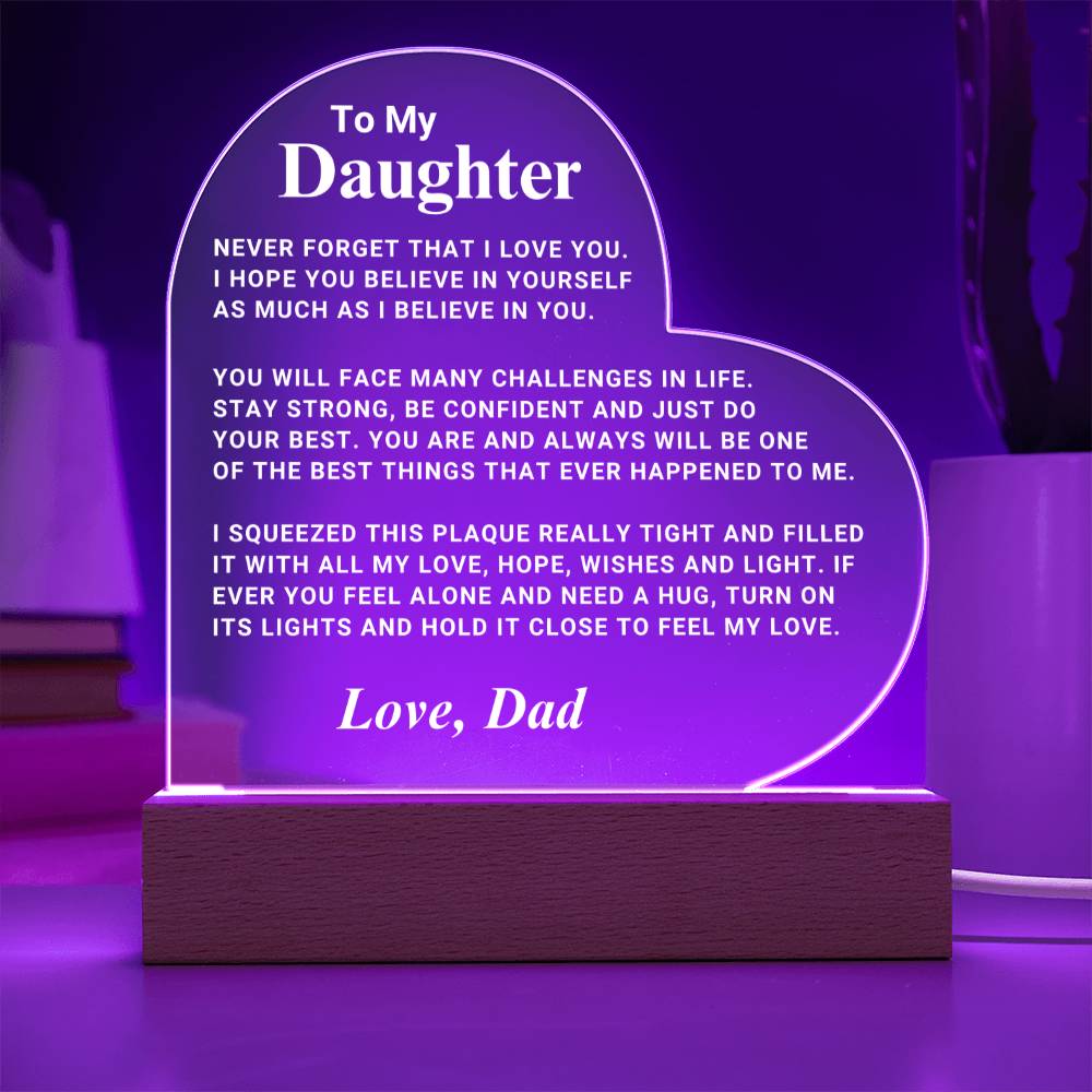 Daughter Gift "I Believe In You" LED Heart Plaque - From Dad