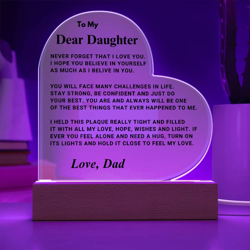 Daughter Gift "Best Thing" LED Heart Plaque - From Dad