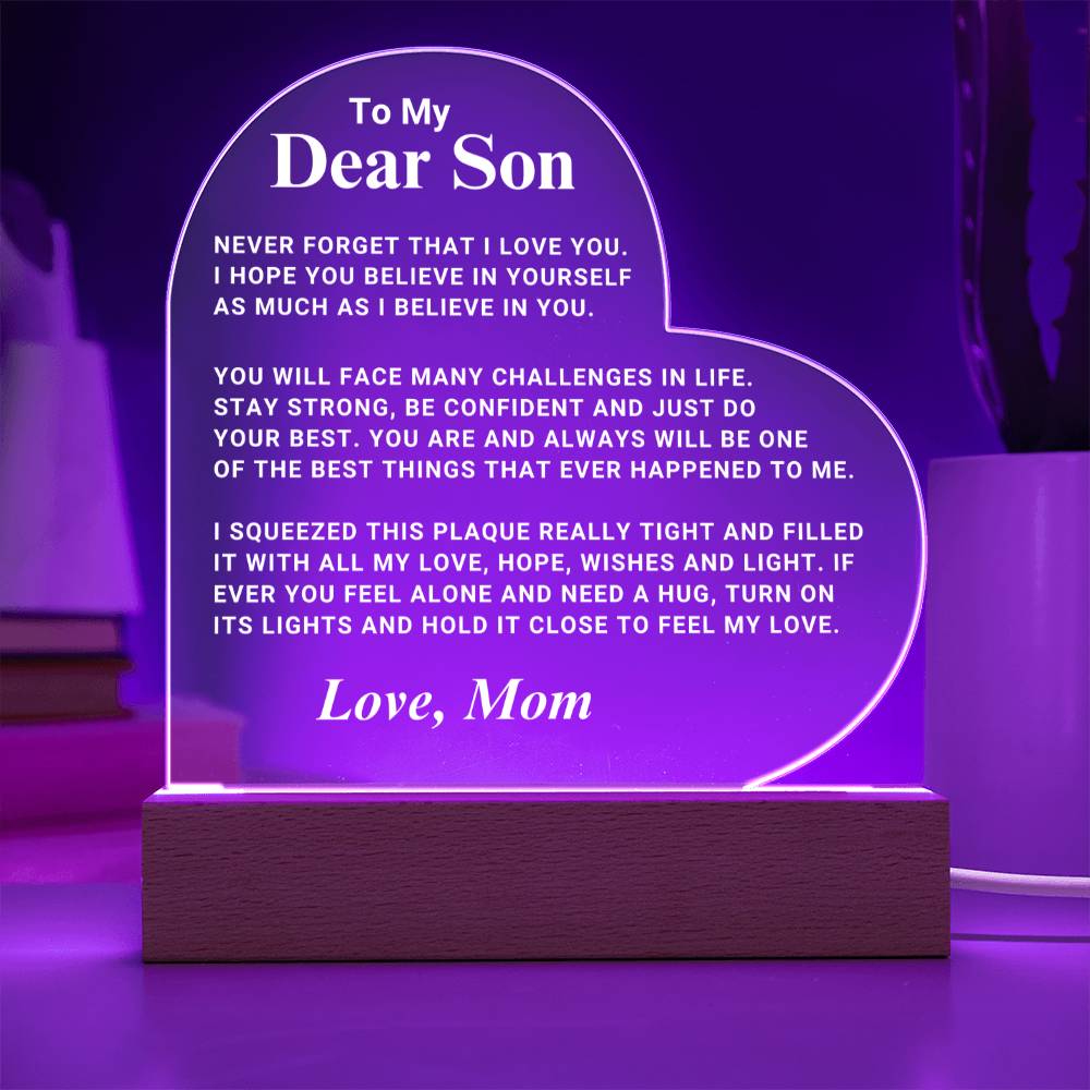 Son Gift "Best Thing" LED Heart Plaque - From Mom