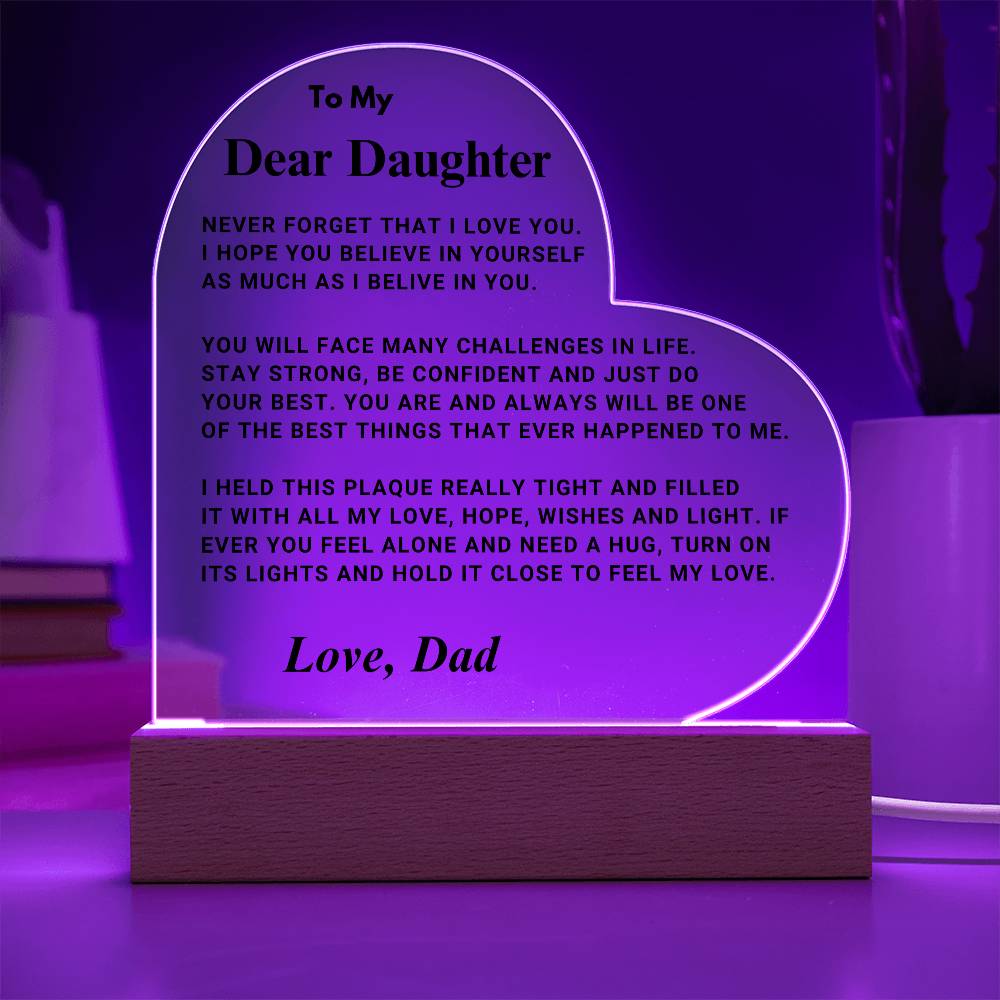 Daughter Gift "Best Thing" LED Heart Plaque - From Dad