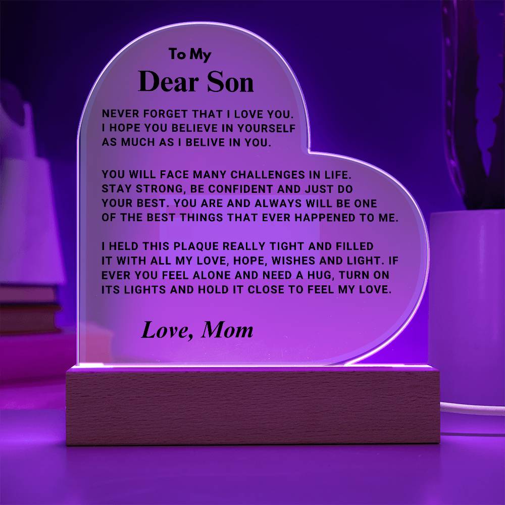 Son Gift "Best Thing" LED Heart Plaque - From Mom