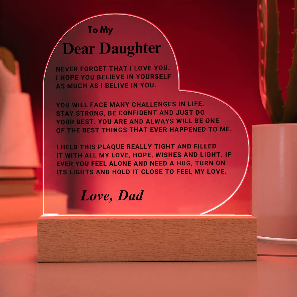 Daughter Gift "Best Thing" LED Heart Plaque - From Dad