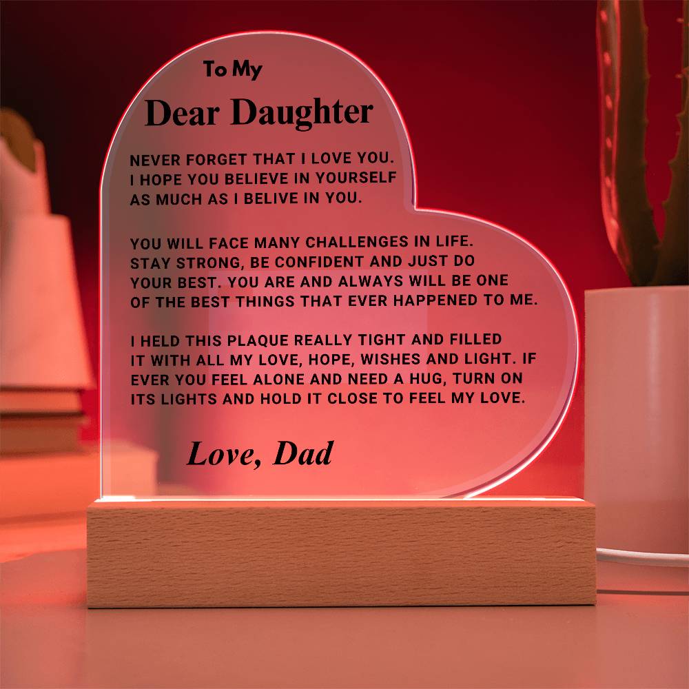 Daughter Gift "Best Thing" LED Heart Plaque - From Dad