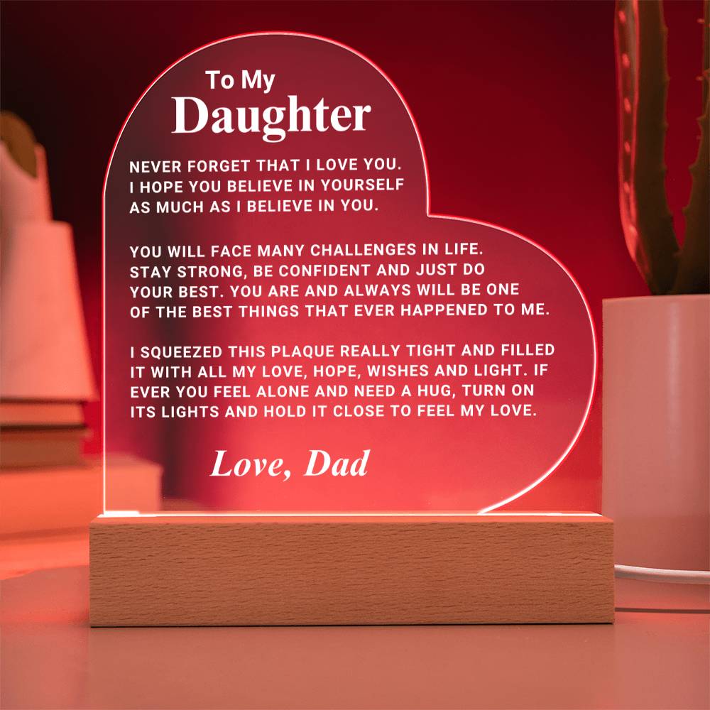 Daughter Gift "I Believe In You" LED Heart Plaque - From Dad