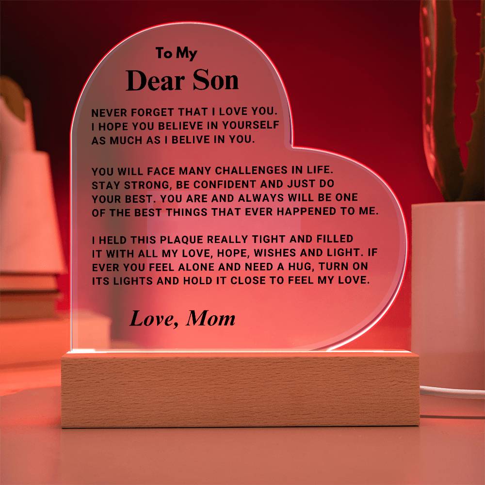 Son Gift "Best Thing" LED Heart Plaque - From Mom