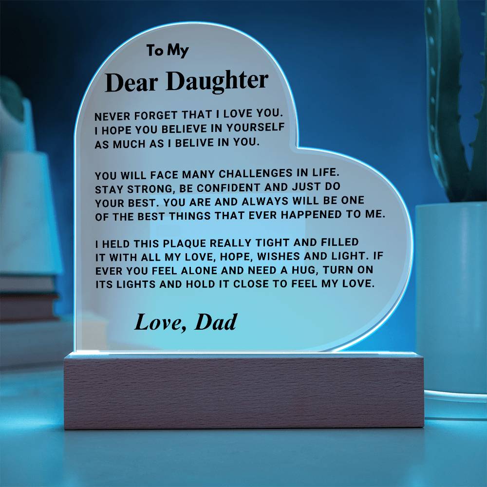 Daughter Gift "Best Thing" LED Heart Plaque - From Dad