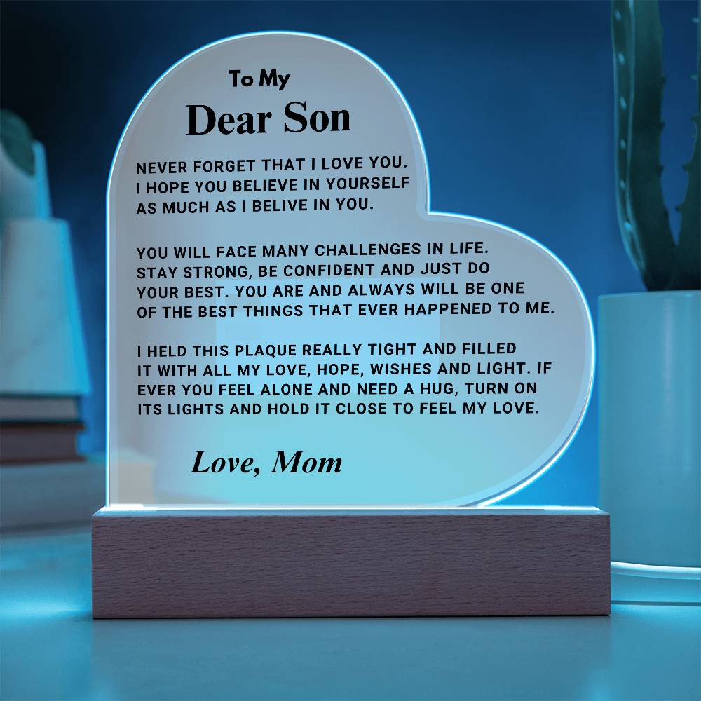 Son Gift "Best Thing" LED Heart Plaque - From Mom