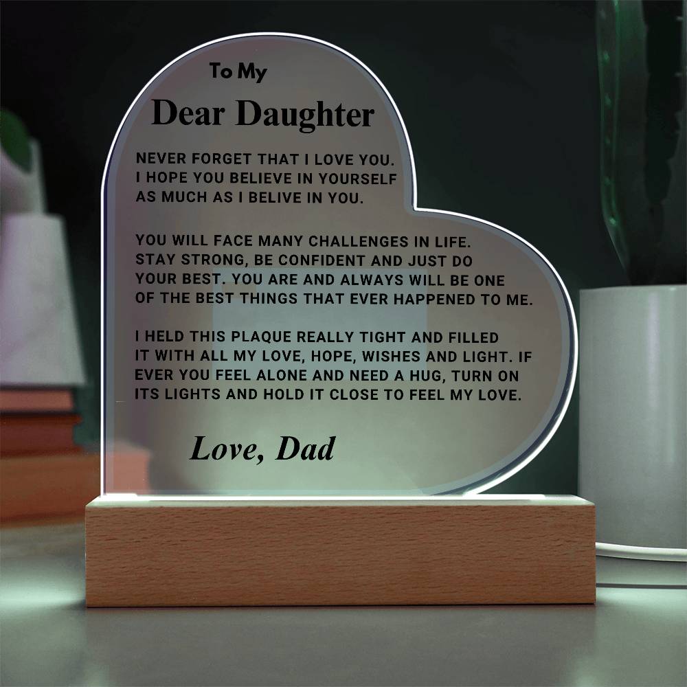 Daughter Gift "Best Thing" LED Heart Plaque - From Dad