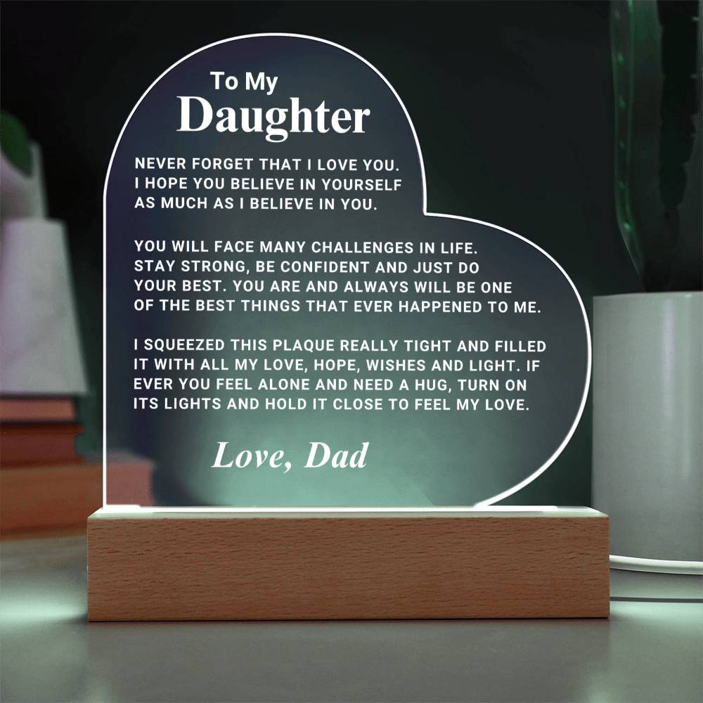 Daughter Gift "I Believe In You" LED Heart Plaque - From Dad