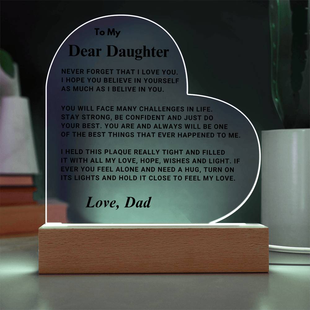 Daughter Gift "Best Thing" LED Heart Plaque - From Dad