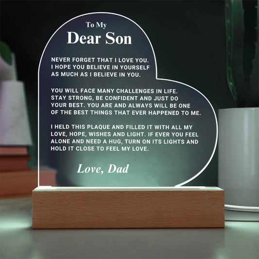 Son Gift "I Believe In You" LED Heart Plaque - From Dad