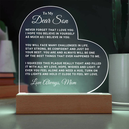 Son "I Believe In You" LED Heart Plaque - From Mom p23