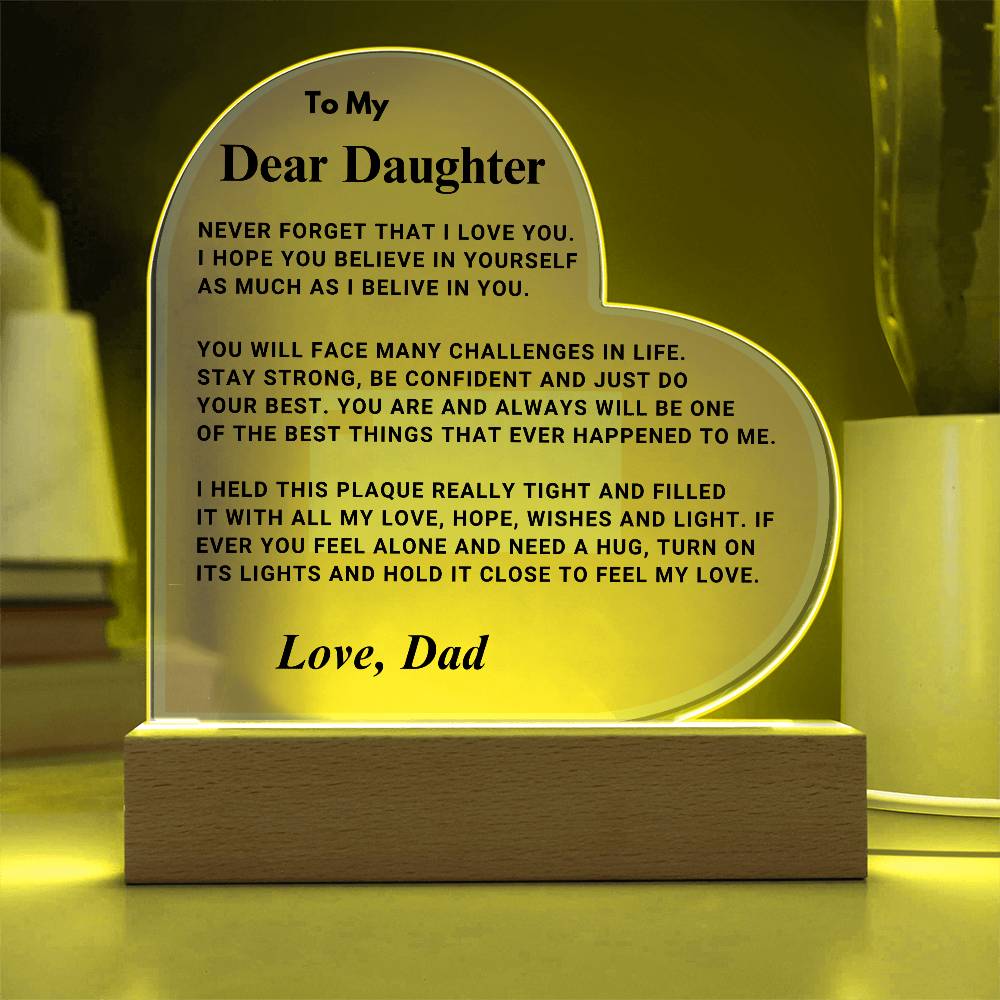 Daughter Gift "Best Thing" LED Heart Plaque - From Dad