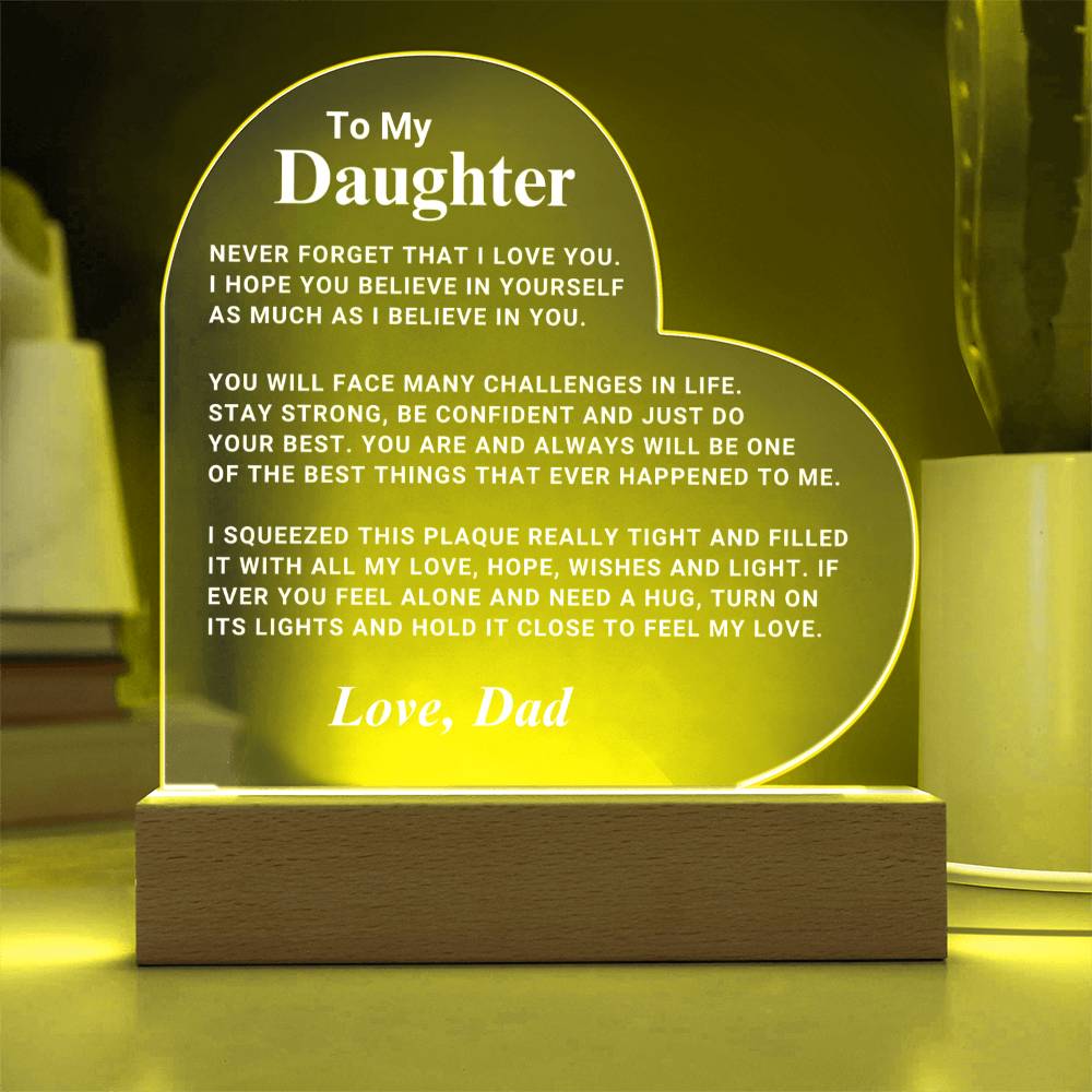 Daughter Gift "I Believe In You" LED Heart Plaque - From Dad