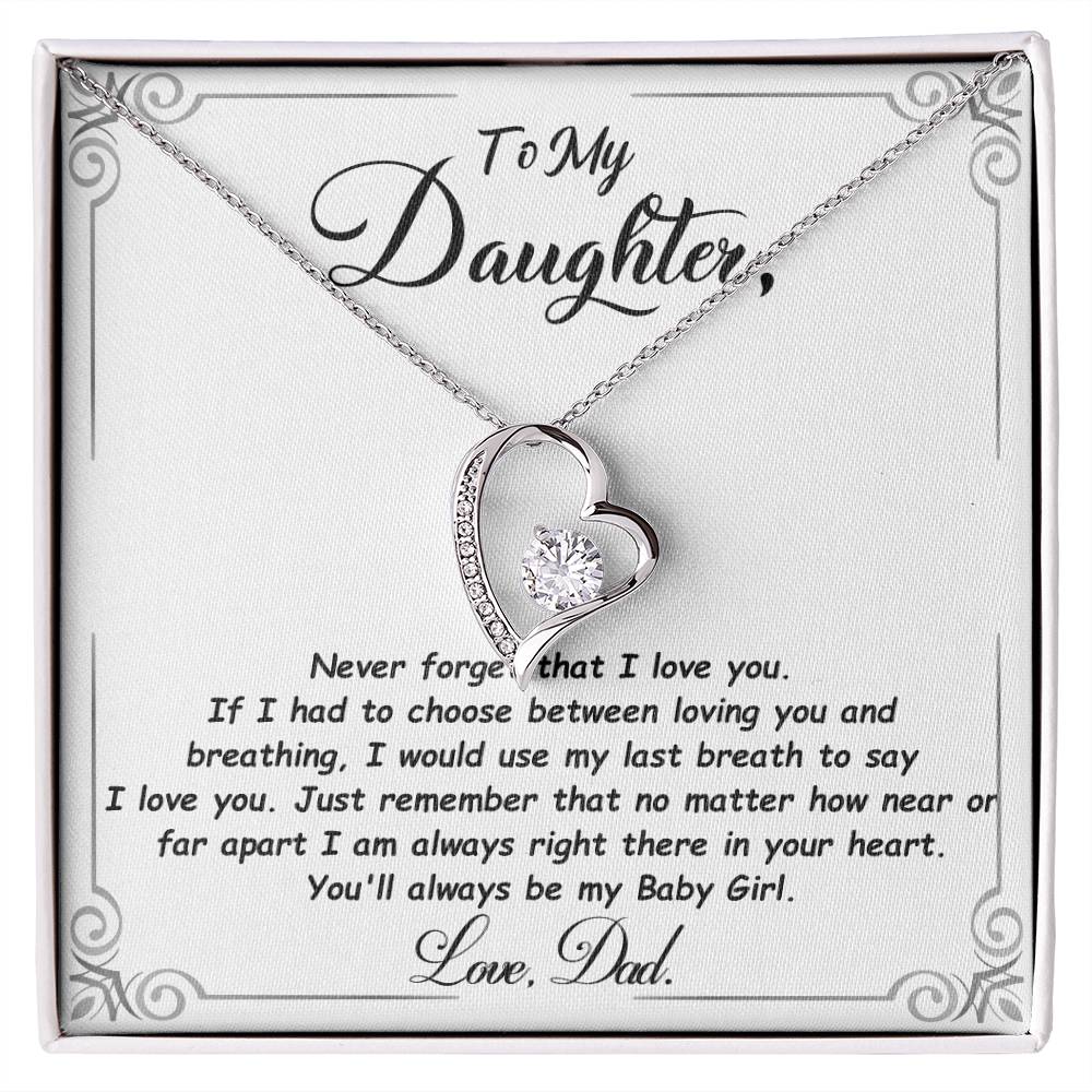 Daughter Gift "My Baby Girl" Forever Love Necklace From Dad