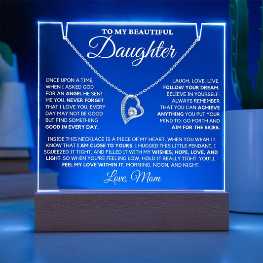 Daughter Gift "Never Forget" Keepsake Necklace Bundle From Mom