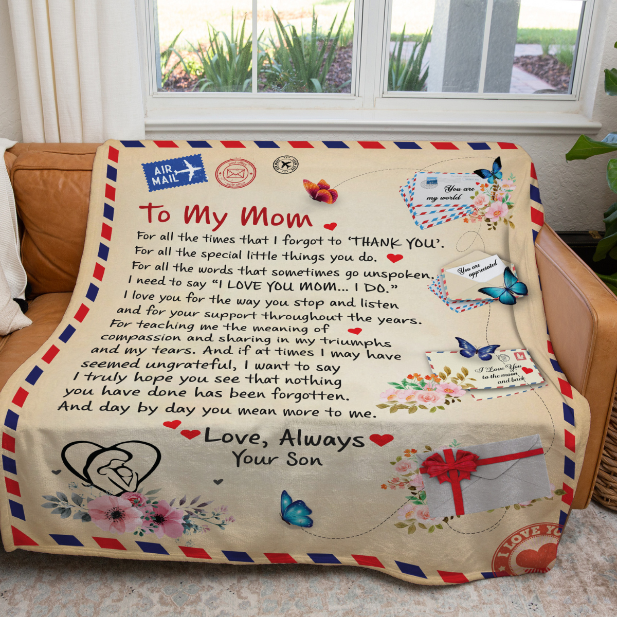 Mom - Personalized Giant Post Card Blanket cc2