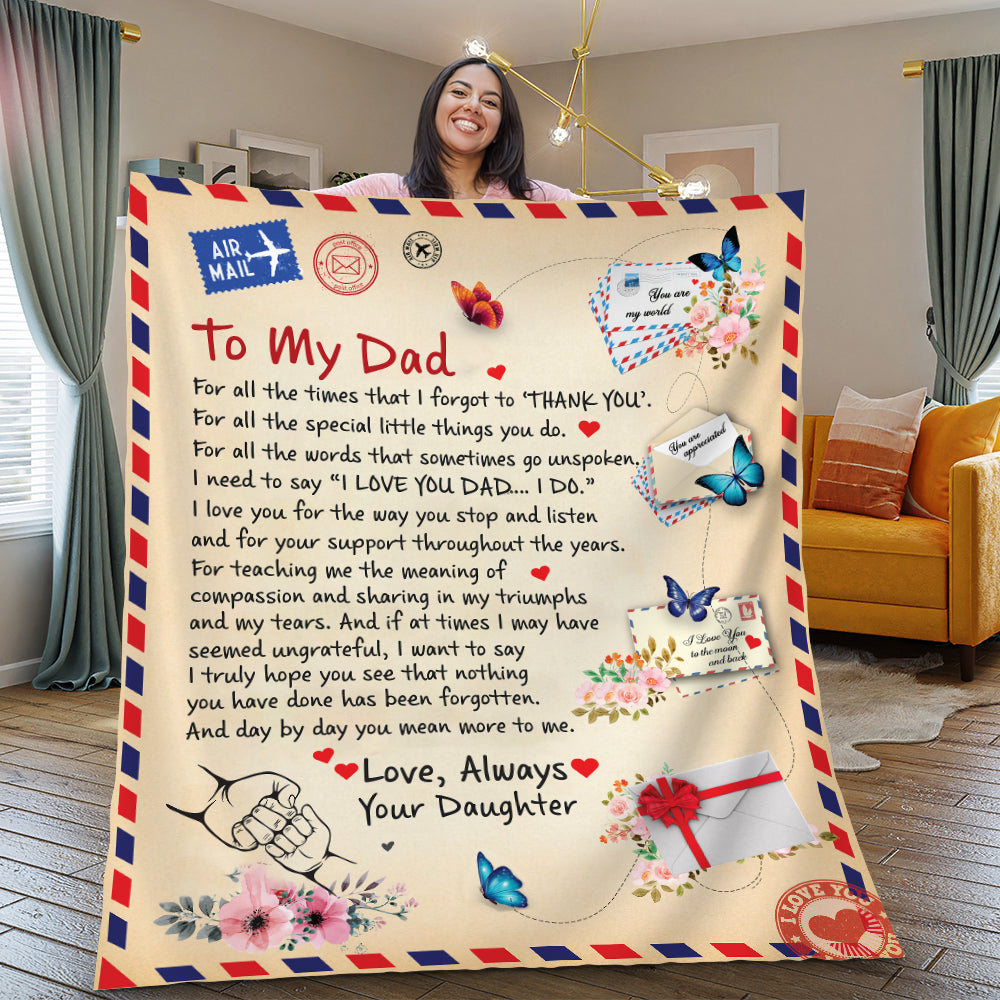 To Dad - Giant Post Card Blanket From Daughter