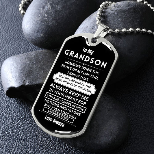 To My Grandson - Dog Tag - Military Ball Chain