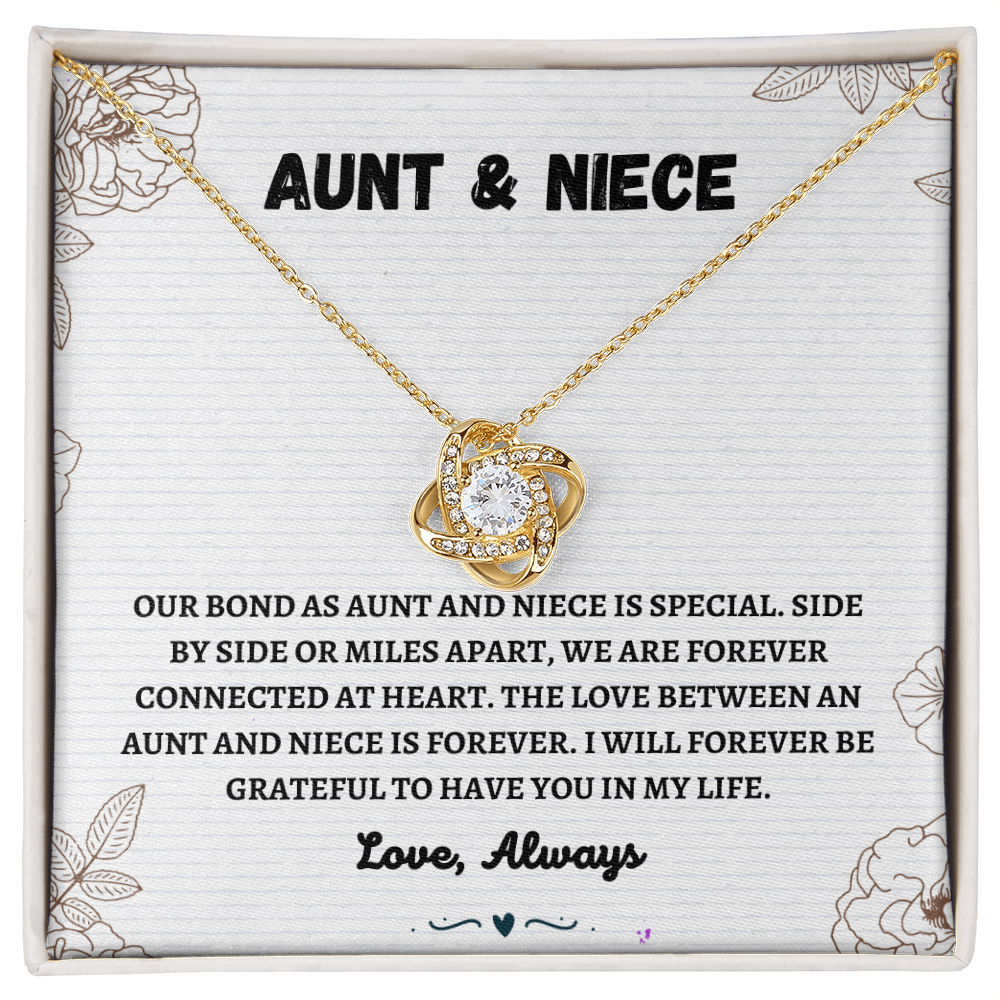 Aunt & Niece - Forever Connected at Heart - Love Knot Necklace