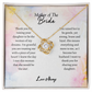 Mother of the Bride - Thank You for Sharing - Love Knot Necklace