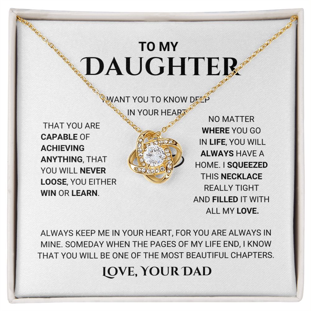 To My Daughter - Love Knot Necklace