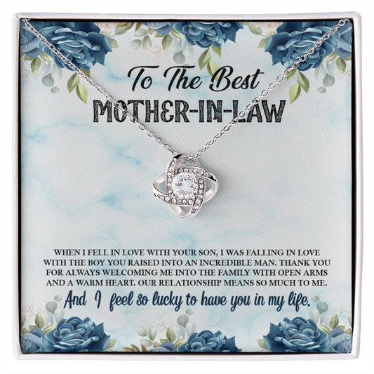 Mother-in-Law - Lucky to Have You - Mother's Day, Bonus Mom, Love Knot Necklace, for Women, Female Gift