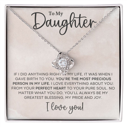 To My Daughter - Love Knot Necklace