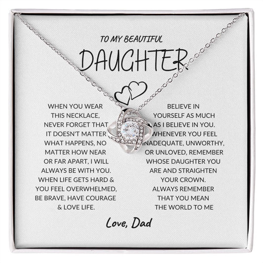 To My Beautiful Daughter - Love Knot Necklace