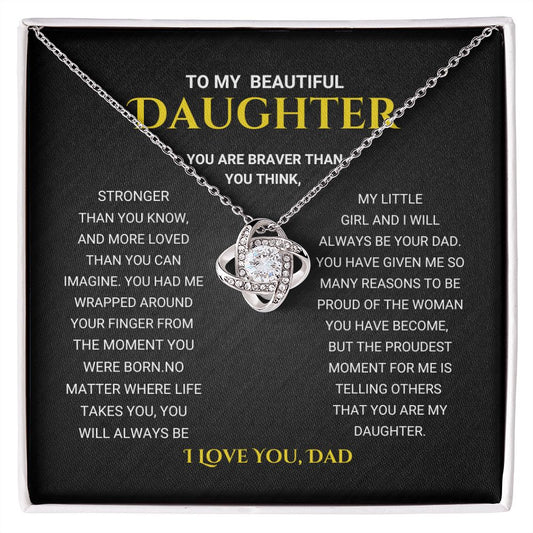 To My Beautiful Daughter - Love Knot Necklace