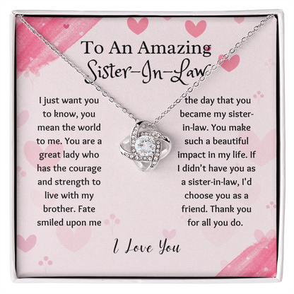 Sister-in-Law - Thank You for All - Love Knot Necklace