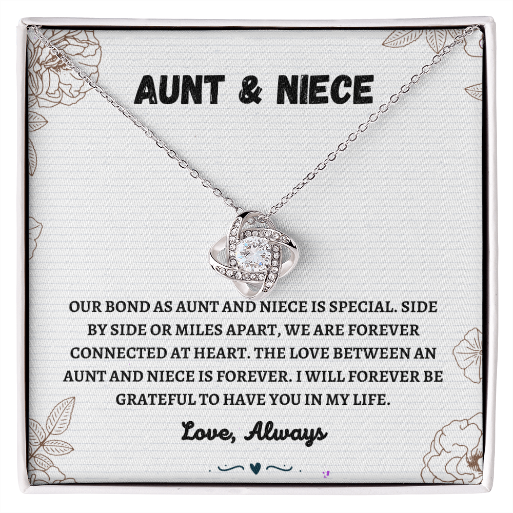 Aunt & Niece - Forever Connected at Heart - Love Knot Necklace