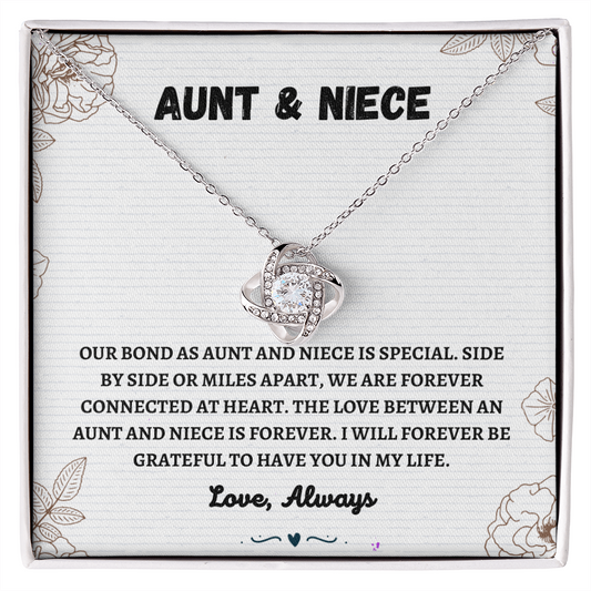 Aunt & Niece - Forever Connected at Heart - Love Knot Necklace