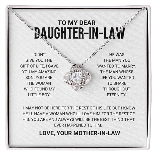To My Dear Daughter In Law - Love Knot Necklace